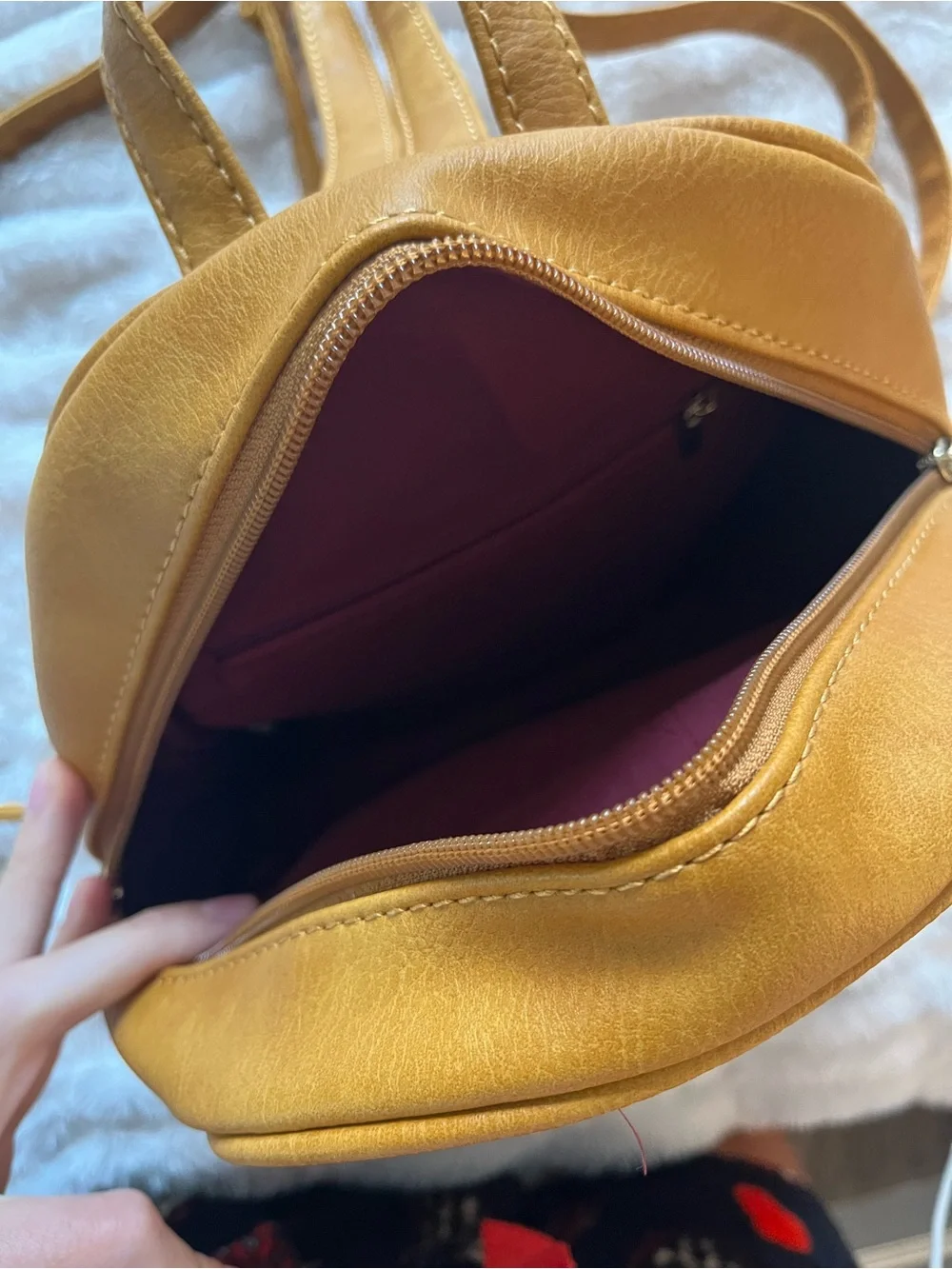 Mini Tassel Backpack - Mustard Yellow Faux Leather